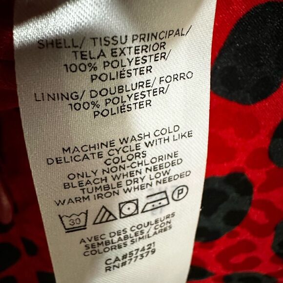 Ann Taylor Leopard Print Shift Dress Red black pleated hem size 6 - Picture 8 of 10